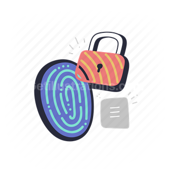 fingerprint, lock, protection, privacy, padlock, identification, locked