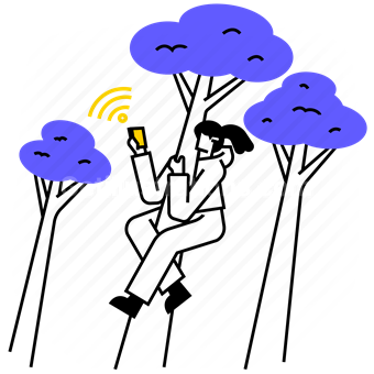 wifi, wireless, internet, connect, network, woman, people, tree, climb