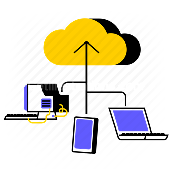 cloud, upload, archive, devices, device, laptop, computer, smartphone, mobile