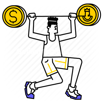weight, weights, lift, lifting, gains, gain, dollar, money, man