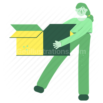 woman, female, person, box, package, logistic, delivery
