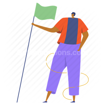 achievement, accomplishment, flag, flags, flagged, man, people, person
