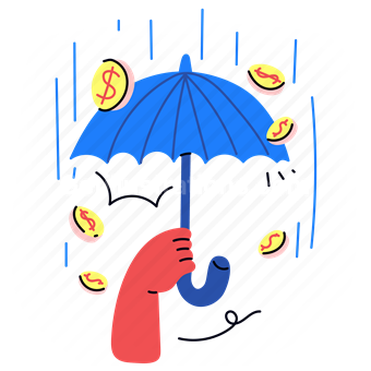 umbrella, rain, money, finance, protection, investment