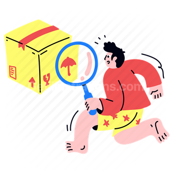 box, magnifying glass, investigation, discovery, exploration, search