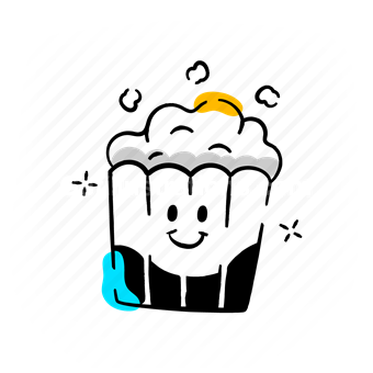 popcorn, snack, movies, cinema, theater, snacks, smiley, emoticon, emoji, smile
