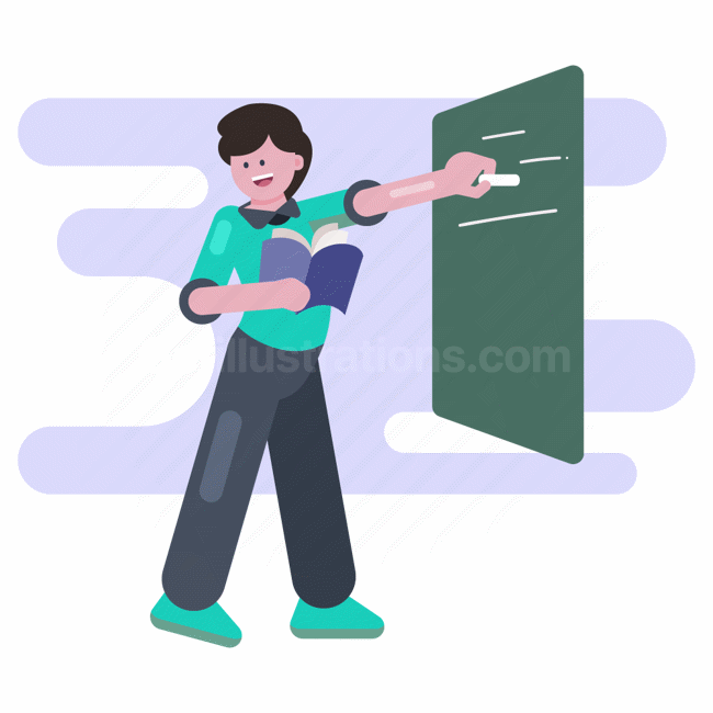teacher, lesson, professor, blackboard, man, book