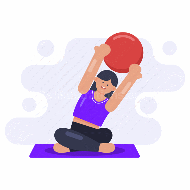 yoga, matt, woman, ball, workout, exercise