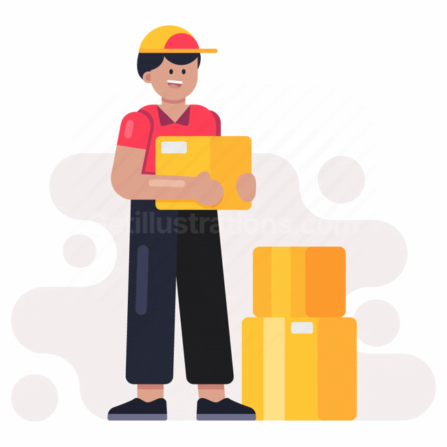 box, package, shipping, delivery, man, boxes