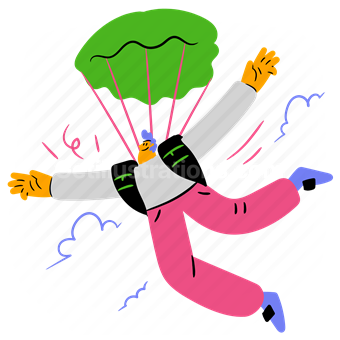 parachute, flight, activity, hobby, adrenaline, man, people