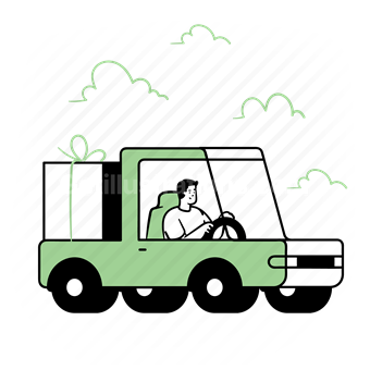 logistic, truck, van, shipping, box, package, transportation, transport