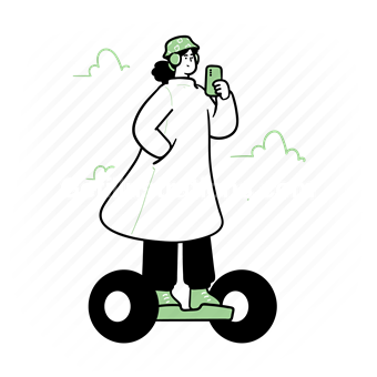 hover board, electric, device, transport, woman