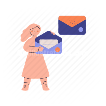 woman, female, person, communication, message, mail, envelope