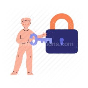 man, male, person, lock, key, protection, privacy