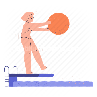 woman, female, person, ball, water, swimming, activity, sport, exercise