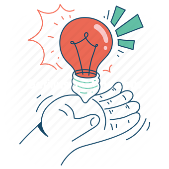 lightbulb, light, idea, thought, innovation, hand, gesture