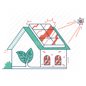 eco, home, solar, power, energy, house, leaves, leaf, plant