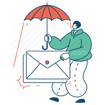 envelope, mail, email, message, umbrella, protection, safety