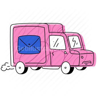 transport, logistic, van, truck, email, mail, envelope, send