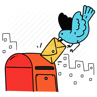 inbox, mailbox, email, mail, bird, envelope, postage, mailing