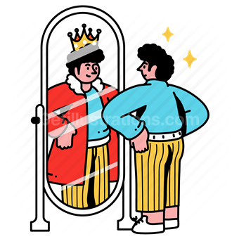 self love, image, confidence, king, mirror, see yourself, reflection