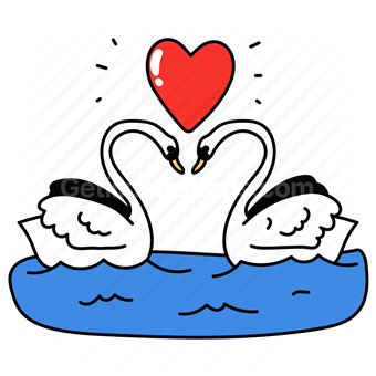 animal, bird, swan, relationship, love, heart, love birds, wildlife