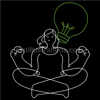 thought, idea, light, lightbulb, innovation, innovative, woman, people, meditation