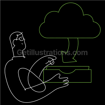 cloud, storage, load, archive, backup, data, database, papertray, man, people