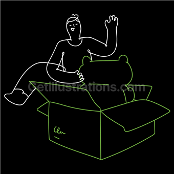 box, package, open, delivered, commerce, man, people