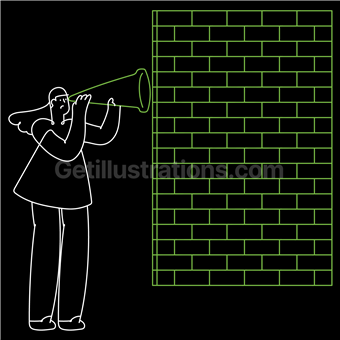 view, vision, impaired, blind, hidden, woman, people, wall, bricks