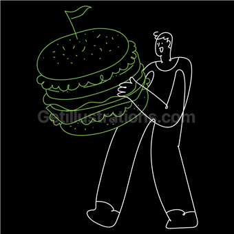 burger, hamburger, cheeseburger, take out, fast food, diet, nutrition, man, people