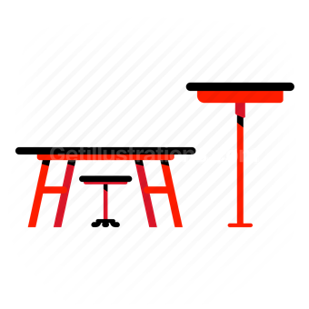 stool, seat, table, furnishing