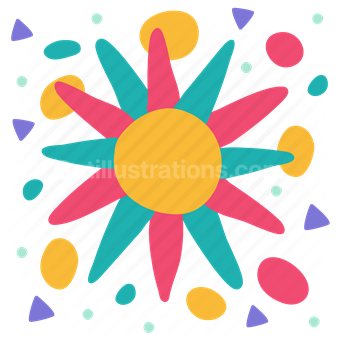 sun, abstract, shapes, colors, nature, Vector illustration