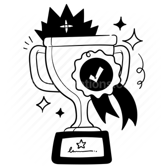 accomplishment, trophy, award, reward, medal, ribbon, checkmark