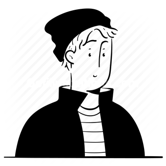 avatar, character, people, person, user, account, beanie, jacket, teenager
