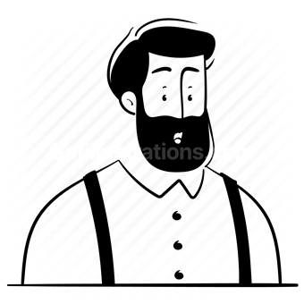 avatar, character, people, person, user, account, beard, suspenders