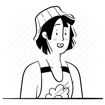 avatar, character, people, person, user, account, bucket hat, woman