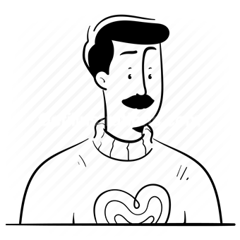avatar, character, people, person, user, account, sweater, moustache