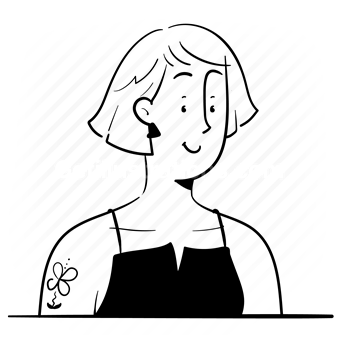 avatar, character, people, person, user, account, top, tattoo, short hair