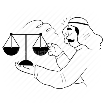 gulf, arab, arabic, middle east, man, people, law, scale, balance, comparison, compare