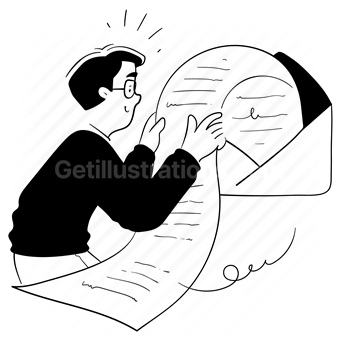 open, mail, paper, page, file, read, reading, document