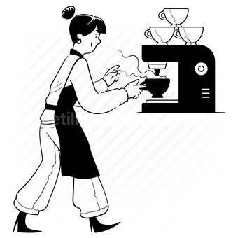 kitchen, appliance, machine, woman, people, coffee, barista, cafe