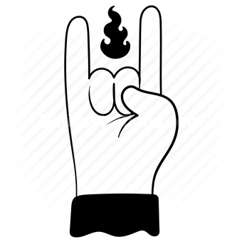 hand, gesture, fingers, hand gesture, motion, rock, fire, flame