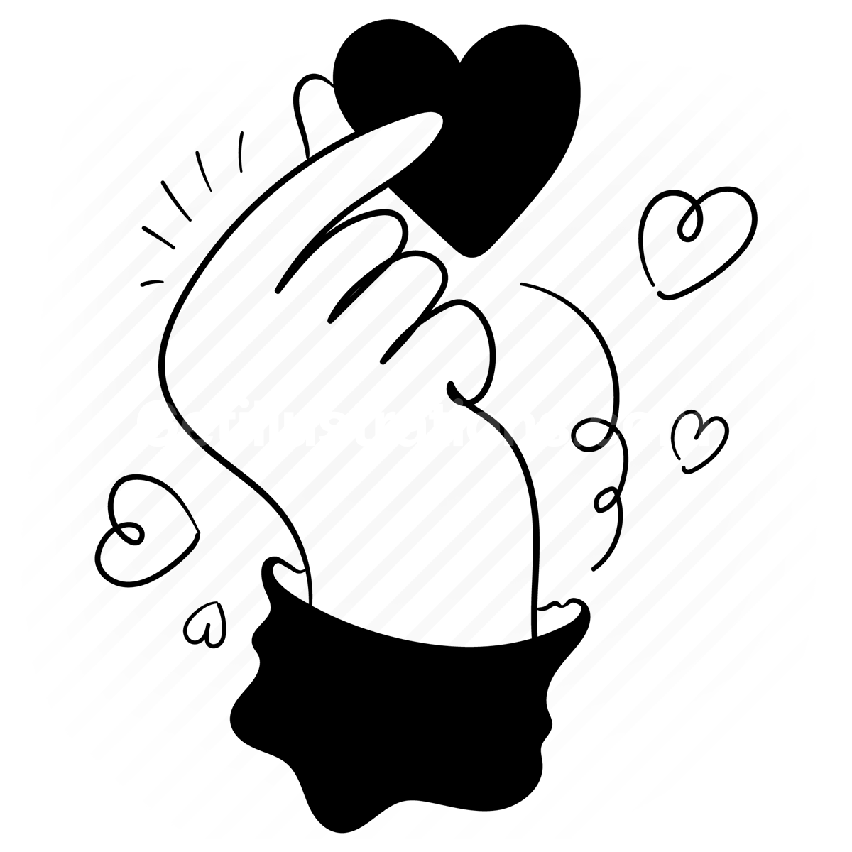 Finger Heart. Happy Valentines Day. Hand gesture depicting love. Vector  illustration in a sketchy minimalistic style. For posters, postcards,  website, banners, design elements. Peach Fuzz. 36515388 Vector Art at  Vecteezy