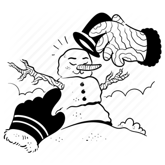 christmas, holiday, occasion, build, snowman, winter, hand, gesture