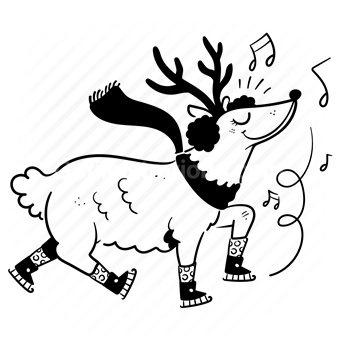 christmas, holiday, occasion, ice skating, deer, reindeer, dance