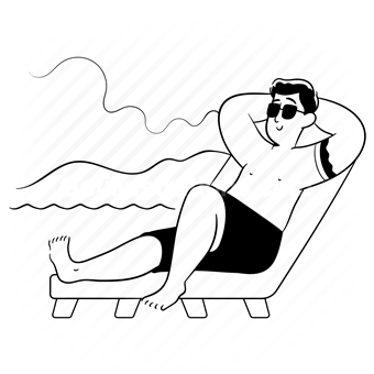 beach, vacation, holiday, sunbathing, man, people, sea, ocean