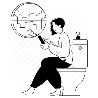 thinking, thought, toilet, bathroom, mobile, smartphone, woman, people