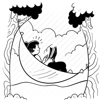 woman, people, hammock, reading, read, outdoors, nature, trees
