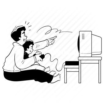 parent, child, entertainment, play, tv, television, gaming, fun
