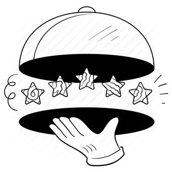 rating, ratings, reviews, cloche, hand, gesture, star, feedback